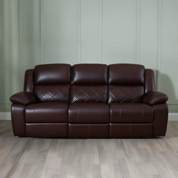 Declo Brown Leather Manual Recliner Sofa