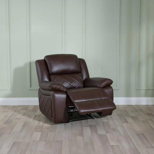 Declo Brown Leather Electric Recliner Sofa