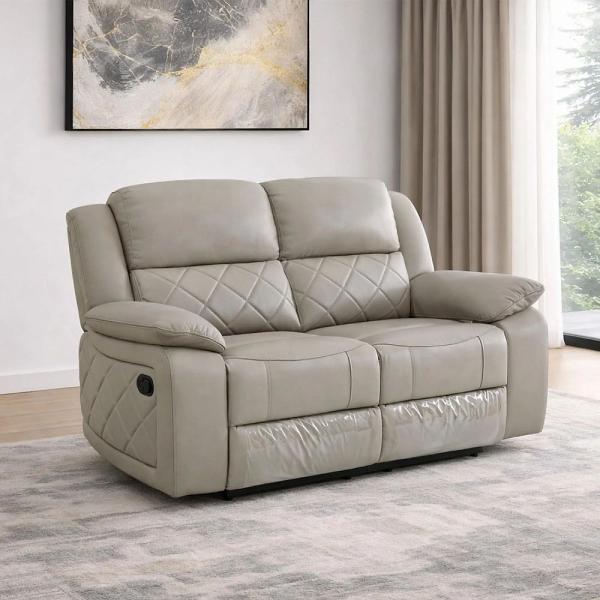 Declo Cream Leather Manual Recliner Sofa