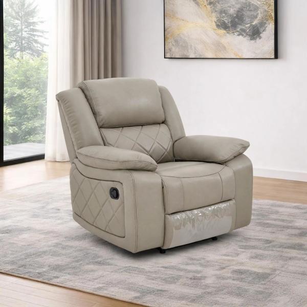 Declo Cream Leather Electric Recliner Sofa