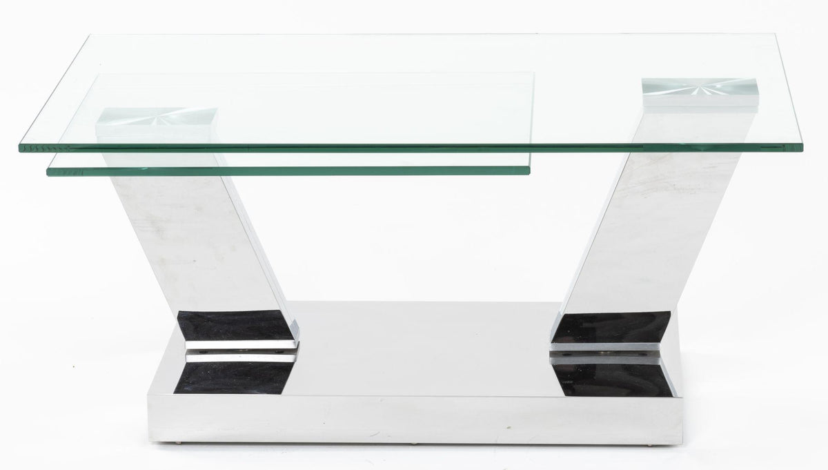 Enzo Clear Glass Chrome Swivel Coffee Table