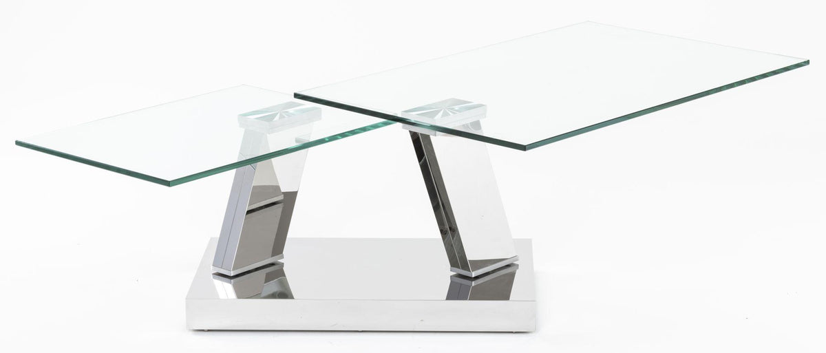 Enzo Clear Glass Chrome Swivel Coffee Table