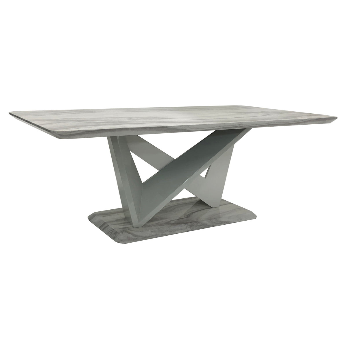 Georgia Grey Marble-Effect Coffee Table with matching X-twist pedestal base - front view