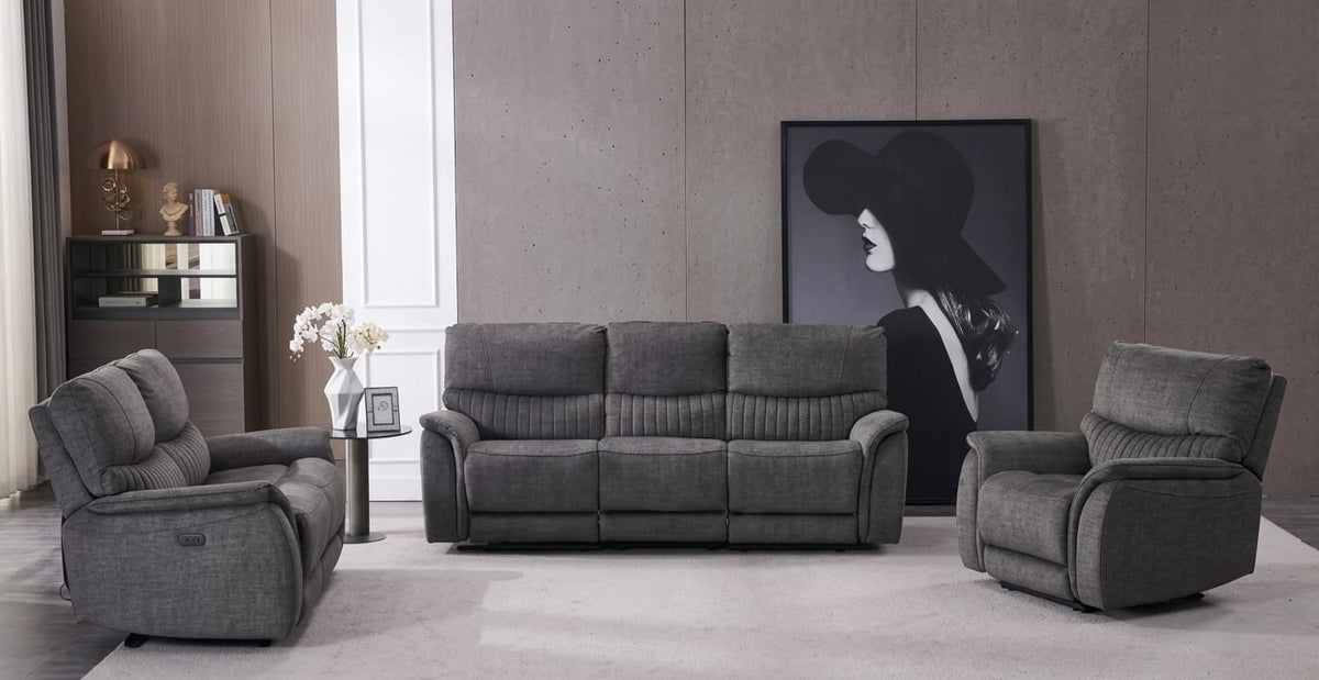Hoxton Charcoal Fabric Power Recliner Sofa