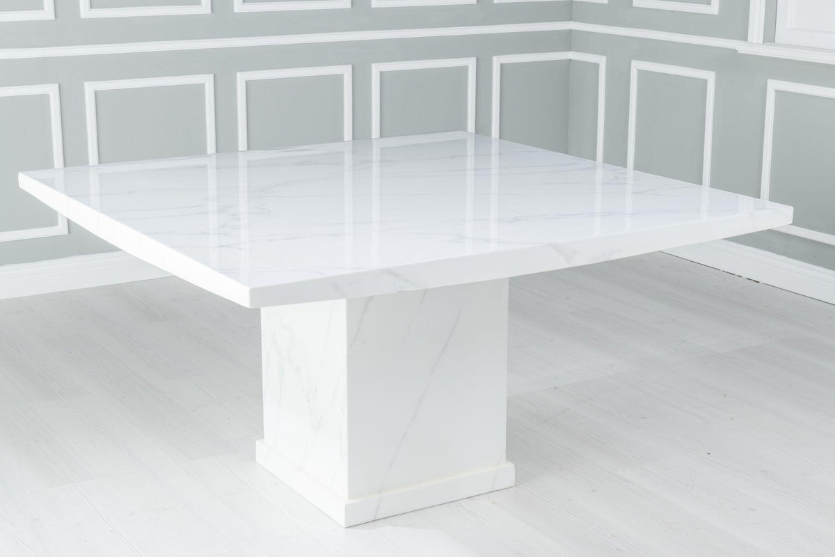 Olympia White Engineered Marble Square Coffee Table