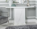 Olympia White Chrome Engineered Marble Console Table