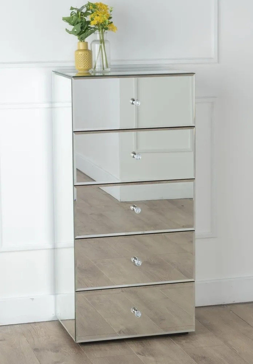 Scala Mirrored 5 Drawer Narrow Chest