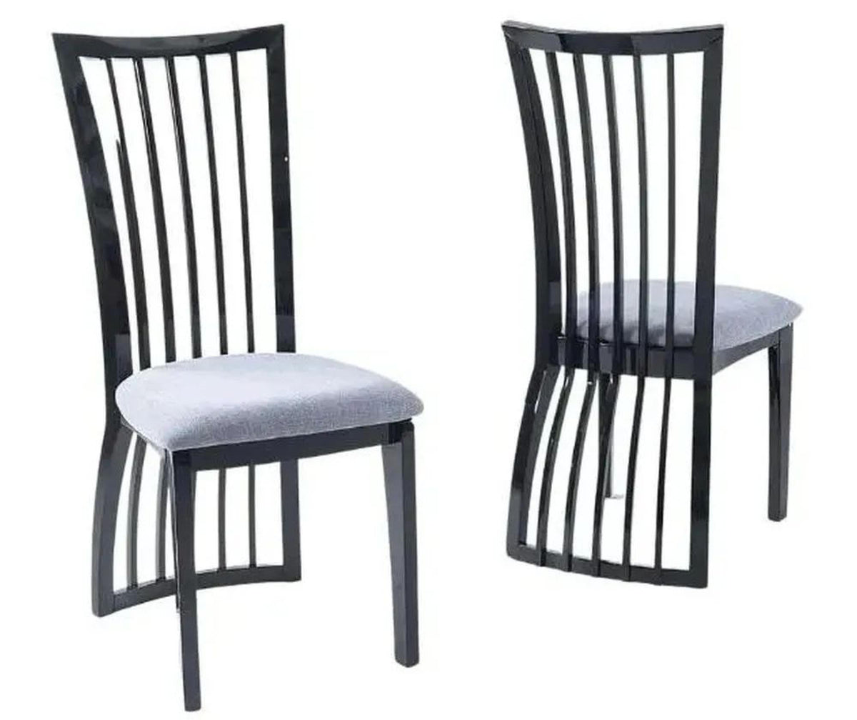 Venito Grey Black Legs Slatted Back Dining Chair