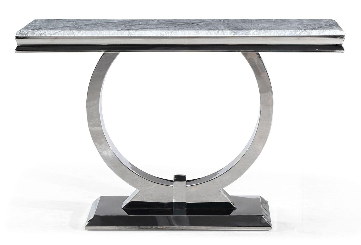 Welby Grey Chrome Marble Effect Console Table