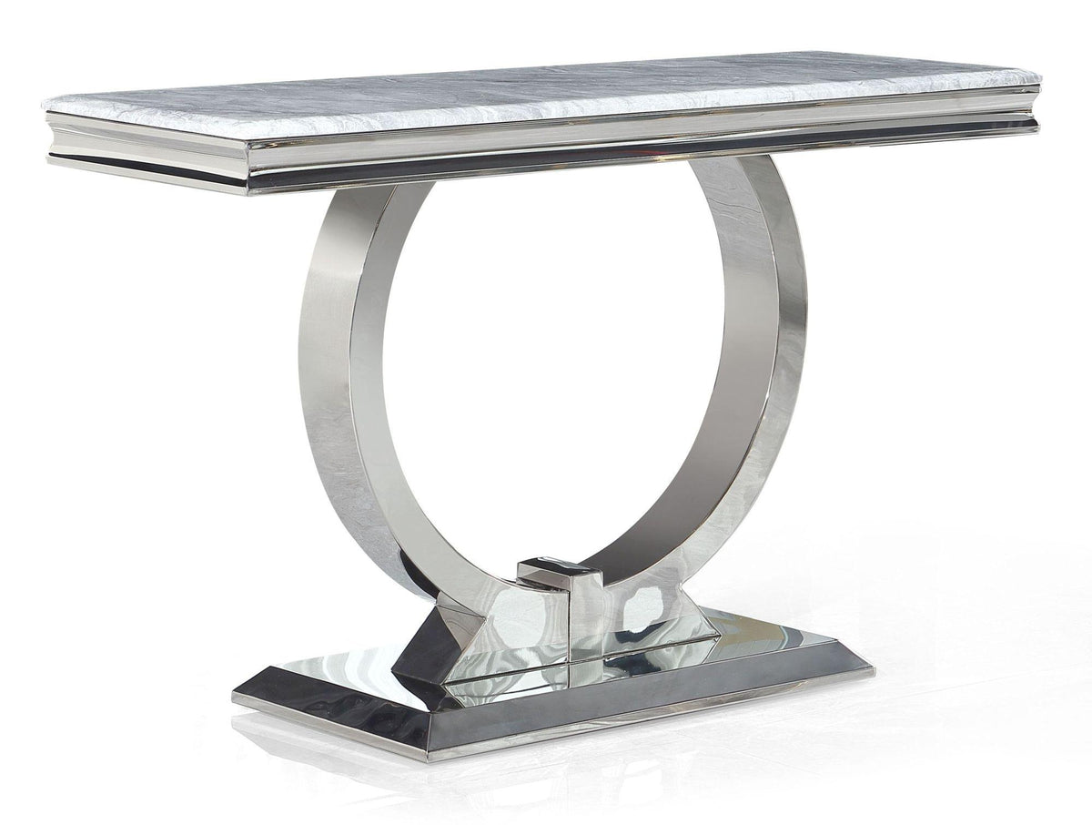 Welby Grey Chrome Marble Effect Console Table