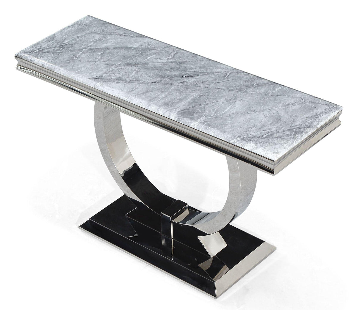 Welby Grey Chrome Marble Effect Console Table